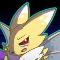 Icon of EVT1_GMA a pale yellow Renamon with shite ears and deep red eyes.