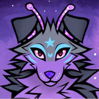 Icon of Midnight Signals the Alien Dog, a grey/blue/purple alien dog with antennae.